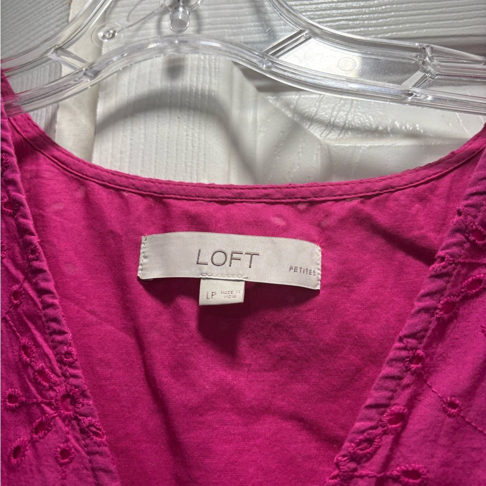 LOFT Pink Eyelet Ruffle Top - Picture 2 of 4